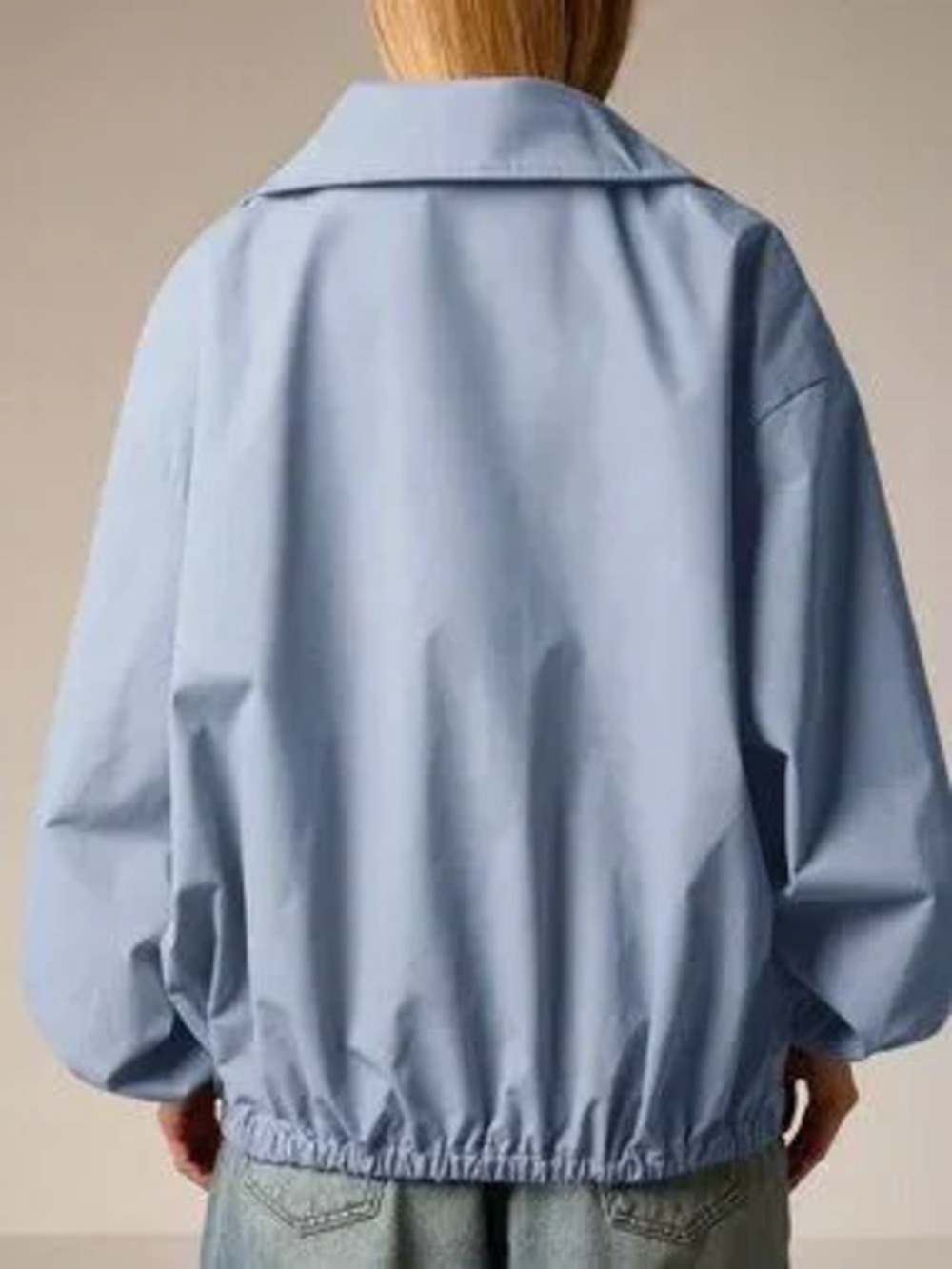 Blue Casual Women's Oversized Quarter-Zip Track Top Jacket